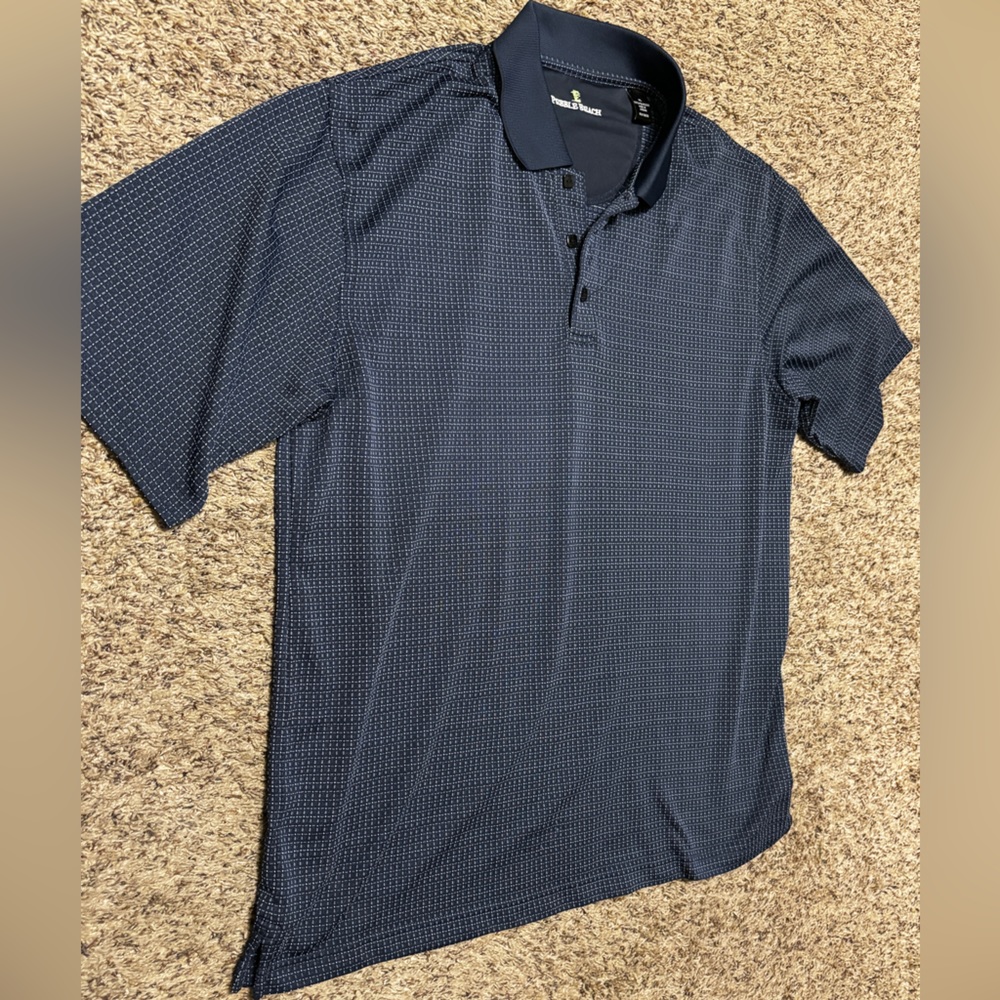 Lone Cypress by Pebble Beach Grey W/Blue/Black Stripes Polo Golf Shirt Size Med.